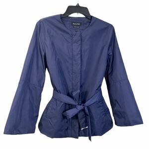 Massimo Dutti Jacket Size M Wide Sleeve Belted Navy Water Repellent Short Trench